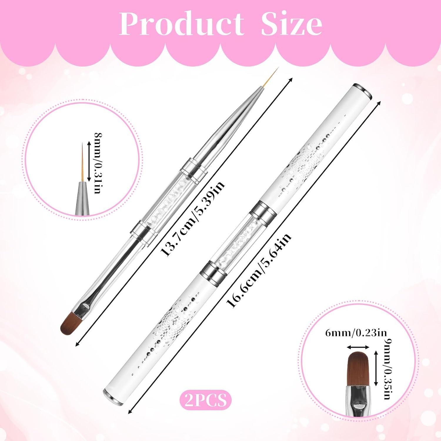 2 Pcs Double Ended French Tip Brush Hard Gel, Nail Builder Gel Brush, Brush L…