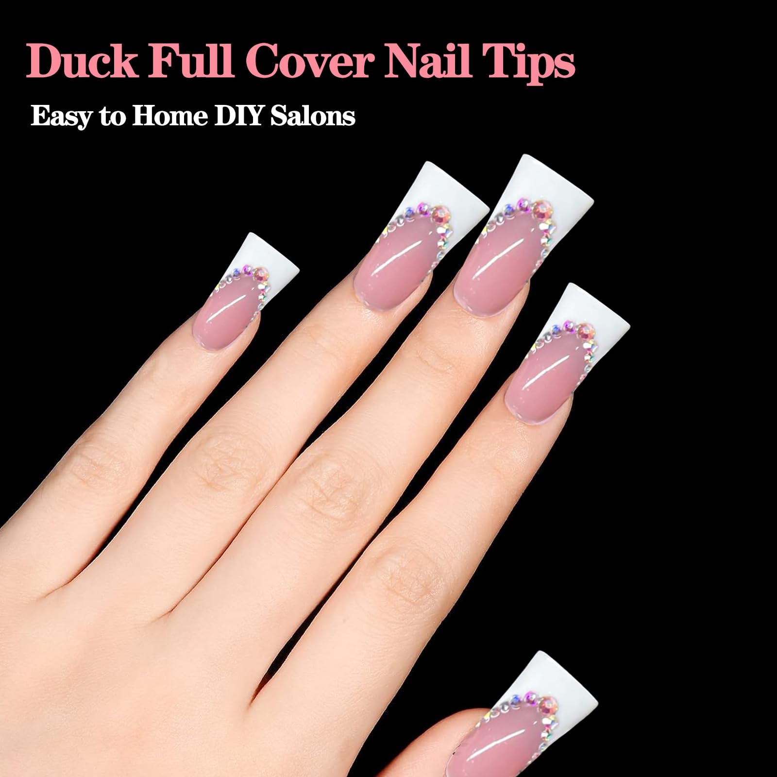 Namgznso Full Cover Duck Feet Nail Tips 504PCS 12 Sizes, clear