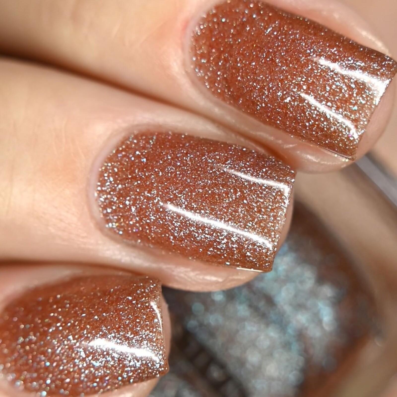 Earthlike Nail Polish (Brown Base Green/Purple Duochrome Shimmer) for Nail Art