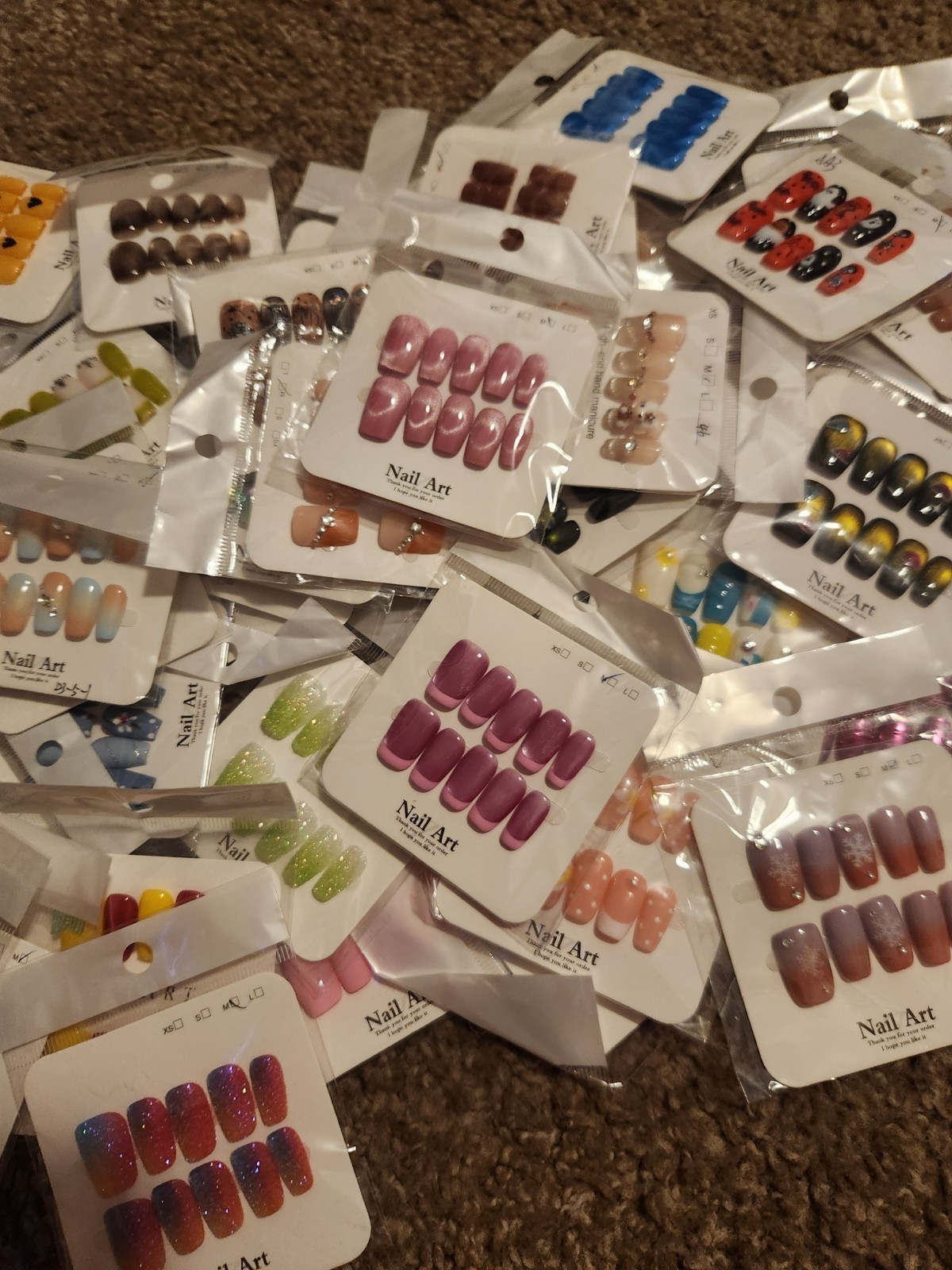 Mystery 5 Sets Handmade Press-On Nails Surprise Gift Set, Multi Size, Reuseable