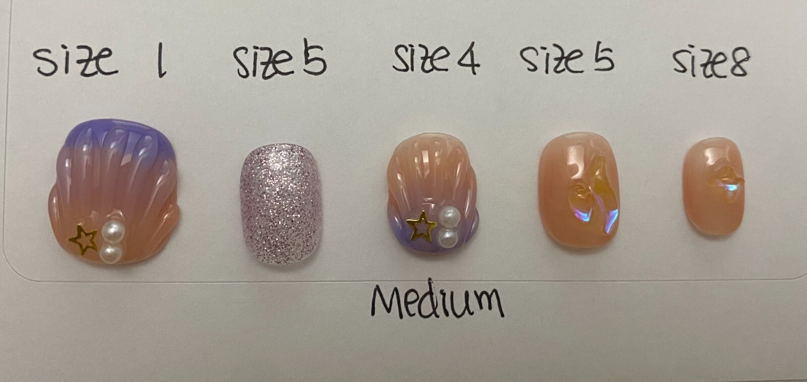 Mermaid Seashell Nail -Custom Gel Press on Nails Handmade 10 pc set Medium