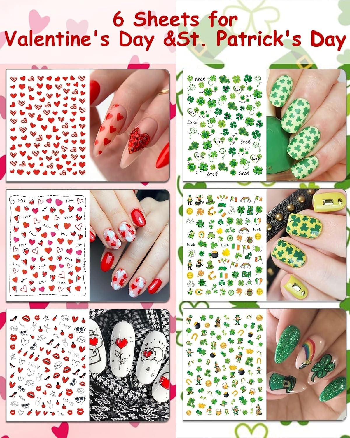 30 Sheets 7 Holiday Nail Art Stickers, Mixed Season Nail Decals Set for All ,…