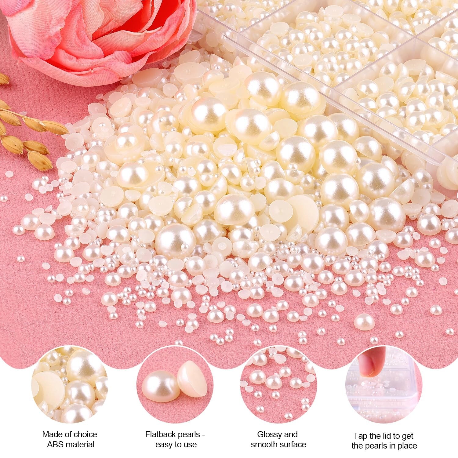 11000Pcs Flatback Pearls for Crafting (Ivory White/Beige), Assorted Size 2/3/…