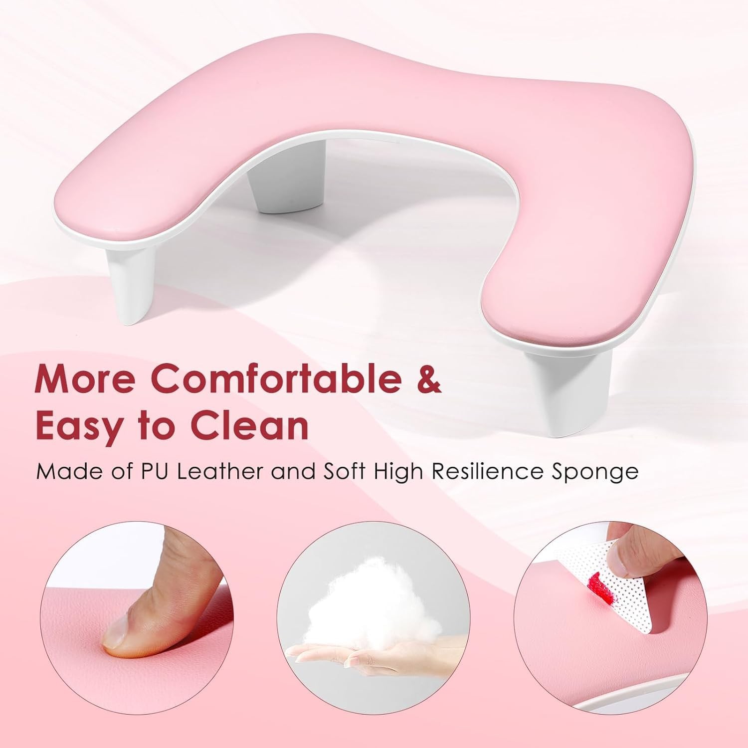 Arm Rest for Nails Tech – U-shaped Manicure Nail Hand Rest Pillow Cushion, Bi…