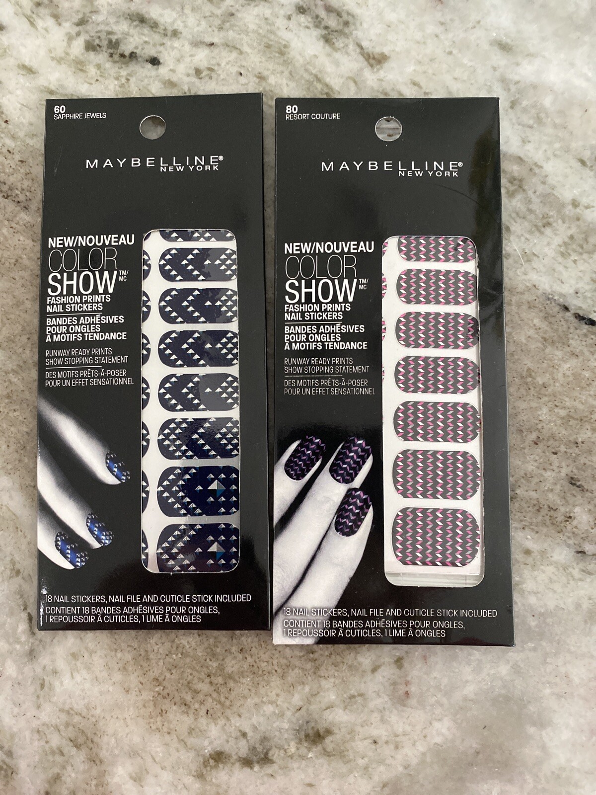 Maybelline Color Show Fashion Nail Stickers, 2 Pk Sapphire Jewels & Resort Coutu