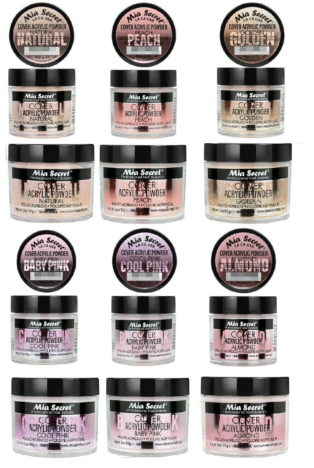 Mia Secret Cover Acrylic Powder All New Shades – CHOOSE YOUR COLOR & SIZE