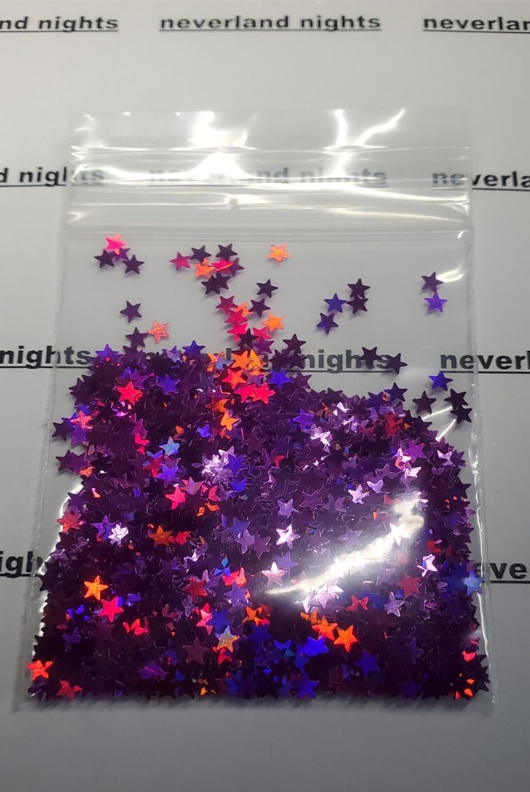 Holographic Purple Star Shape Glitter HOLO for nails, acrylic, crafts 3g