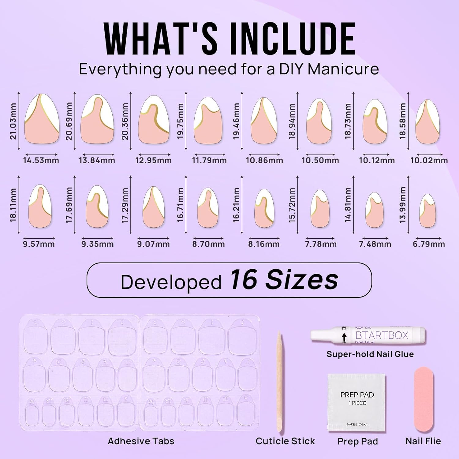 Btartbox Press on Nails Almond – Designed White French Tip Press on Nails Short