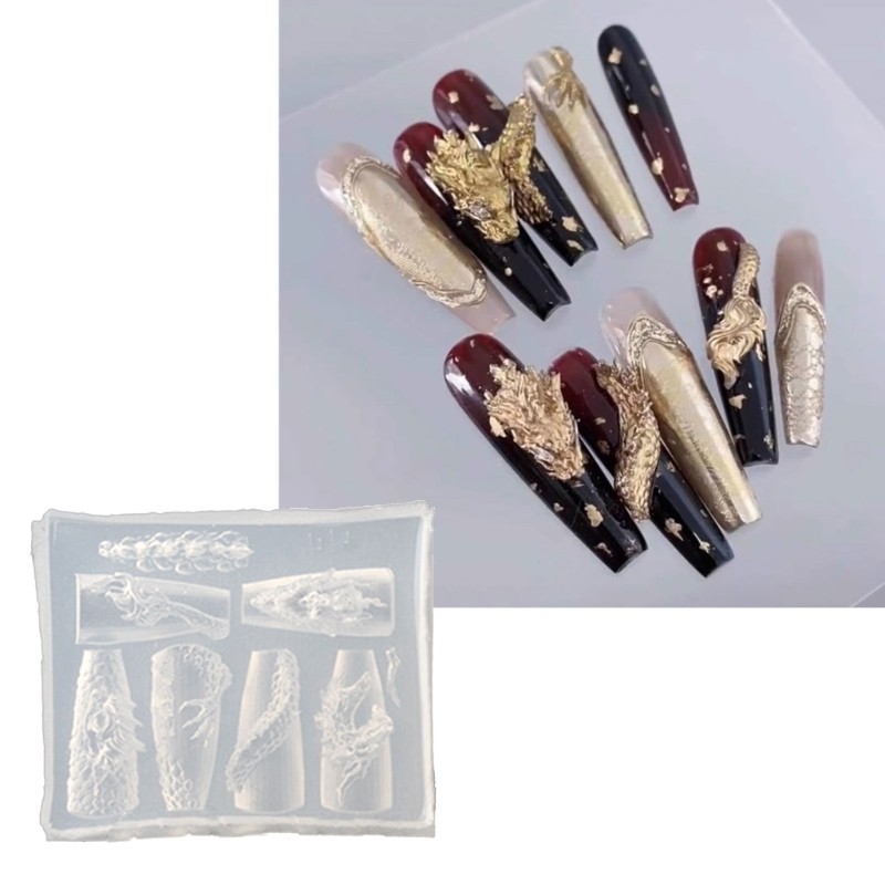 Silicone Nail Art Molds Easy to Use Dragon Nail Mold for Nail Artists Decoration