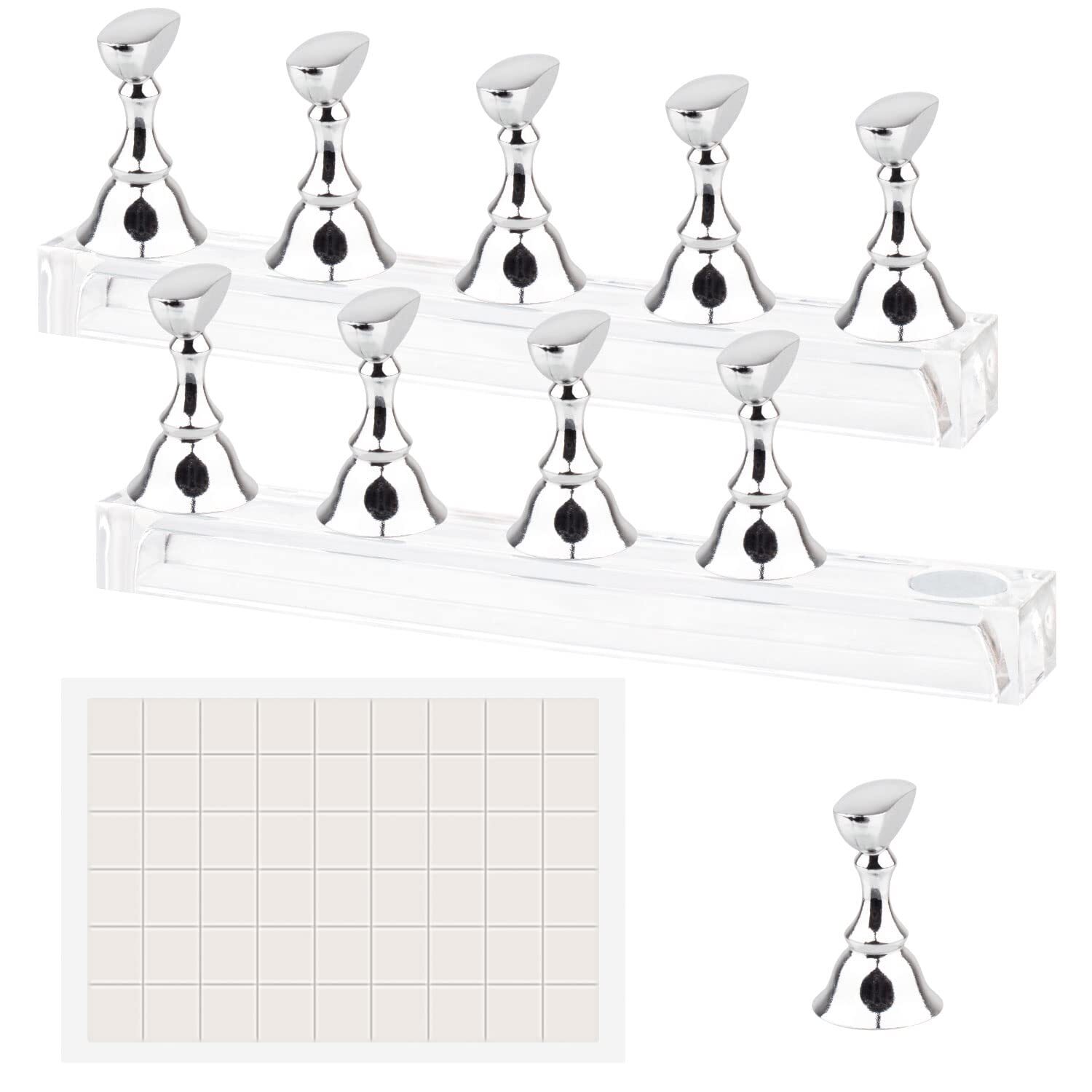 2× Nail Stand for Press On Nails Display Practice Art Magnetic Fake Nail Holder