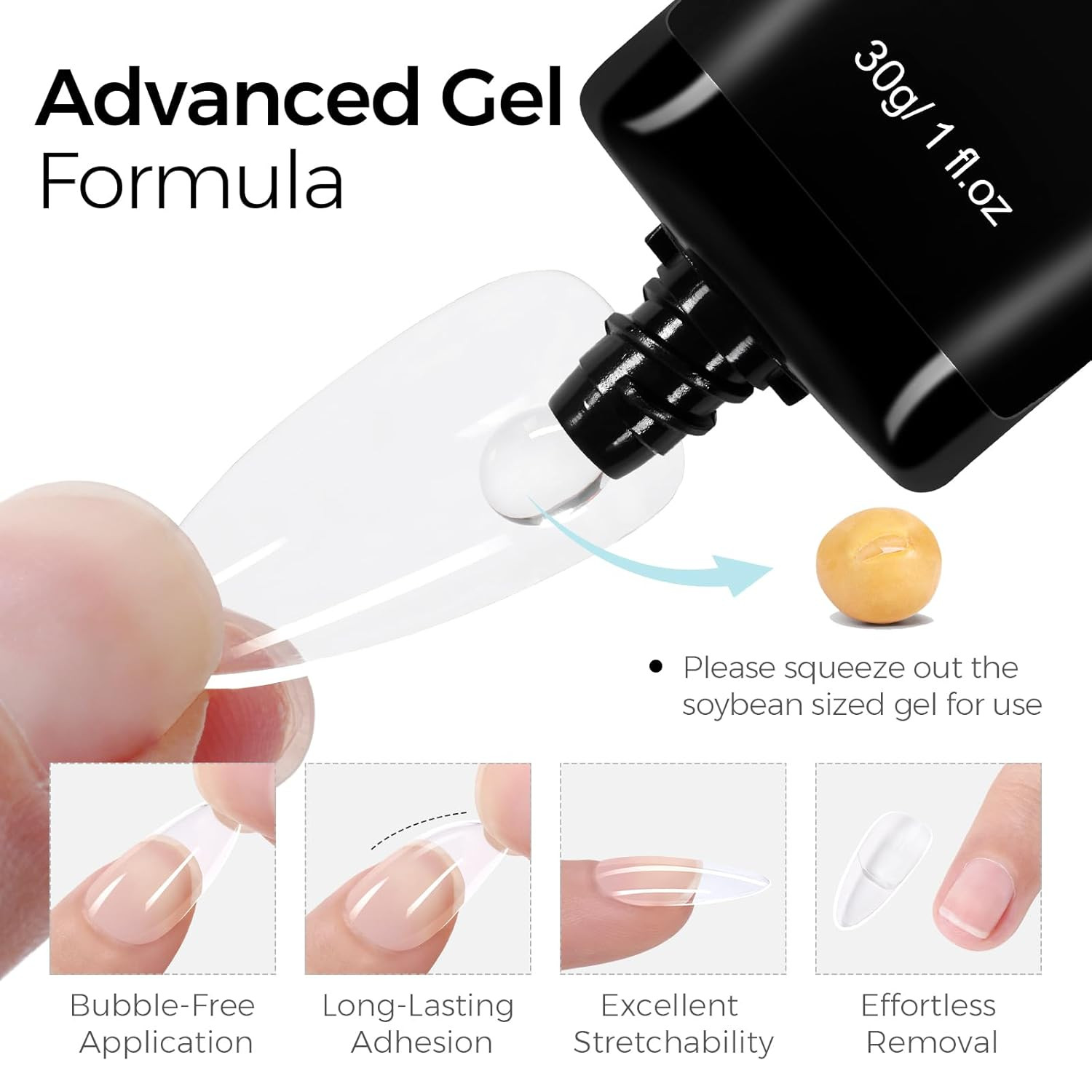4 in 1 Nail Glue for Press Ons 30G Gel Nail Glue Strong for Acrylic Nails Lamp C