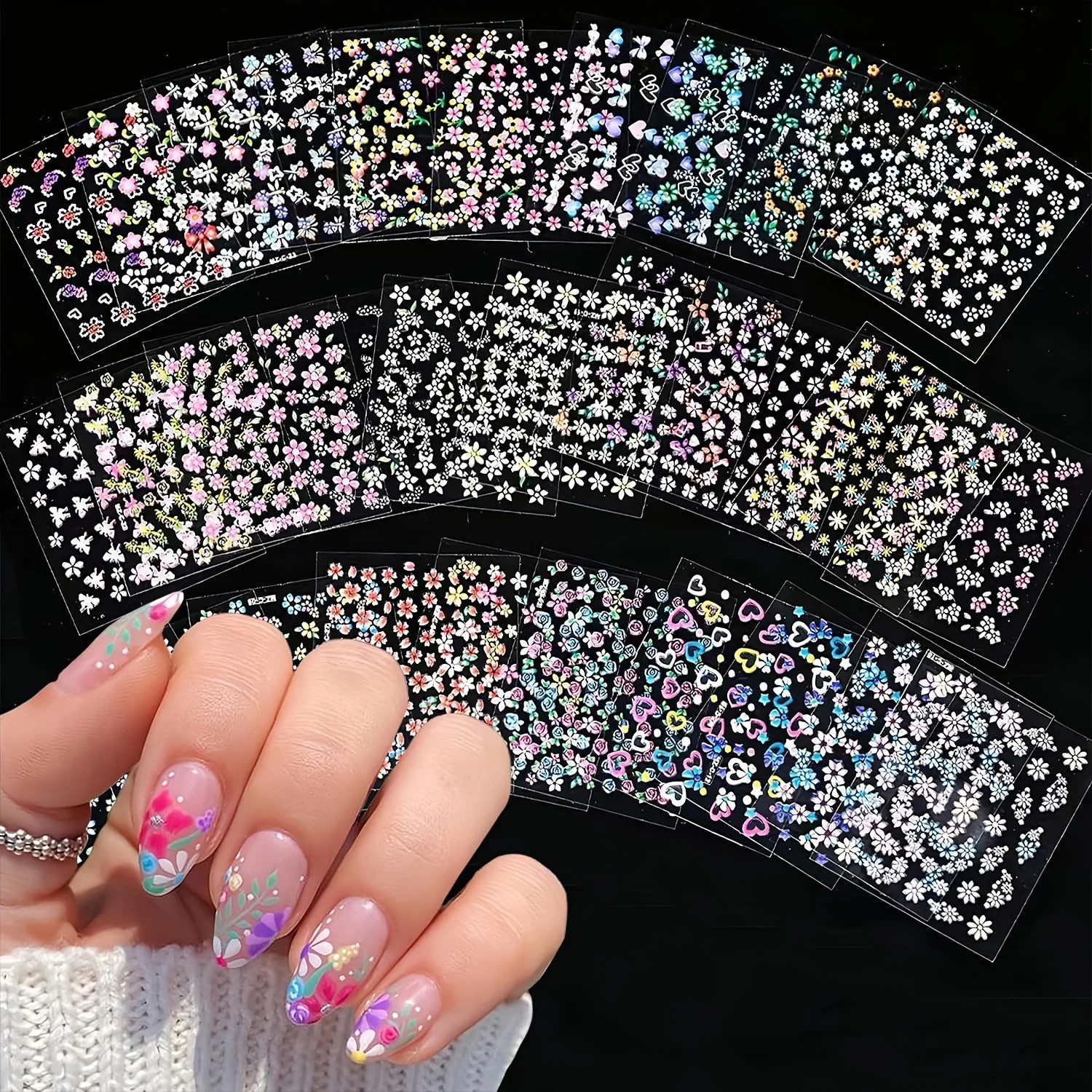 30PCS DIY Nail Art Sticker Decal Daisy Flower Lace Butterfly Slider Manicure NH9
