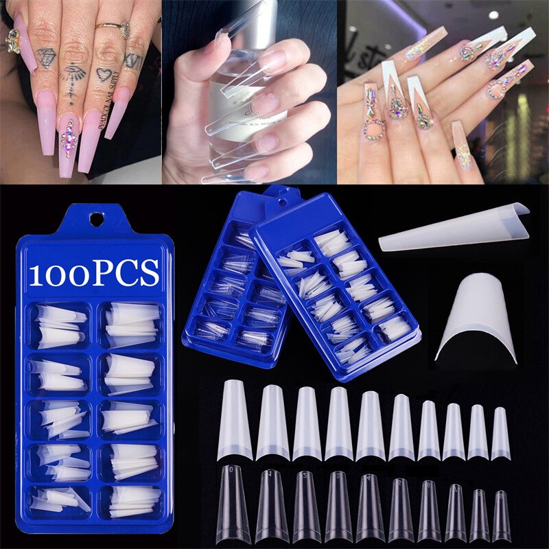 240/100X Long/Short Ballerina False NailTips Acrylic Coffin Full Cover FakeNail✔