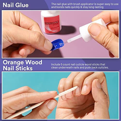 240 Pcs Short Square Press On Nails Artificial Acrylic False Nails w/ Nail Glue