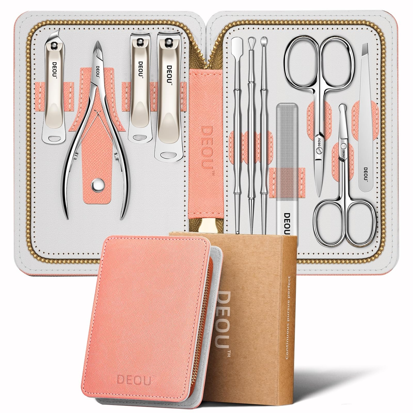 DEOU Professional Nail Set 11 in 1 stainless steel home care nail clippers, m…