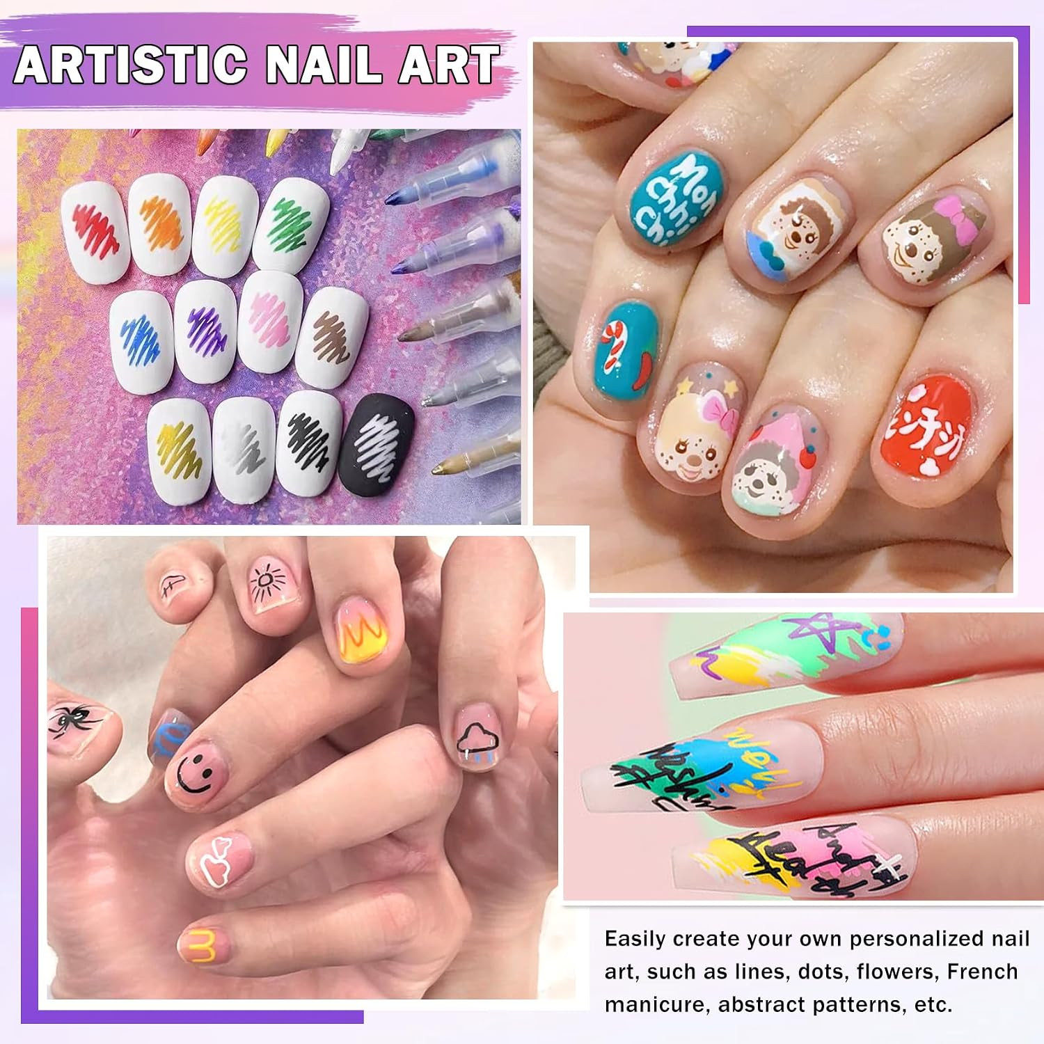 Nail Art Pens Markers Acrylic Paint Nail Polish Pen Drawing Dotting Quick Dry