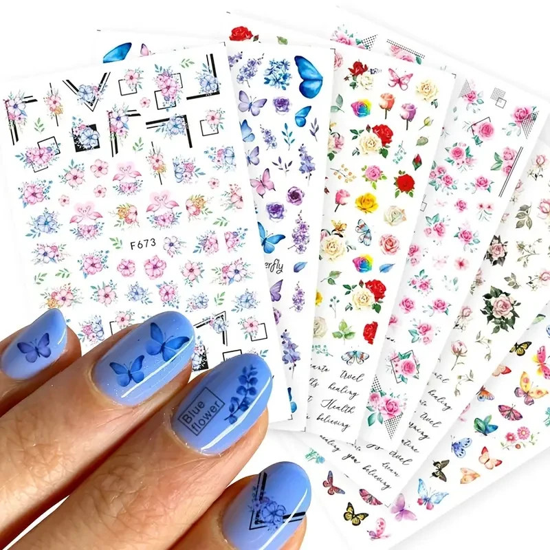 Nail Art Stickers Butterfly Self Adhesive Transfers 3D Minimalist Colourful 1pc
