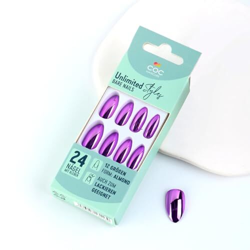 Chrome Metal Press on Nails Glossy Shine False Nails Gel Glue on Nails Purple