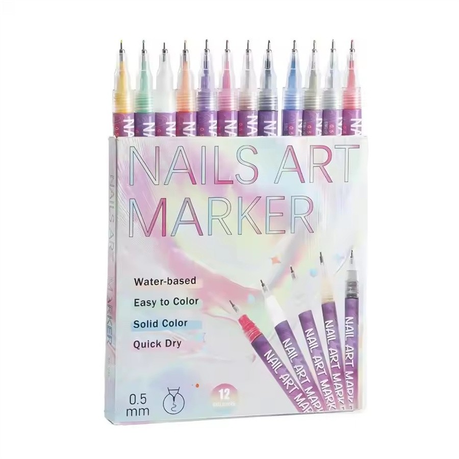 12 Colors Nail Art Pens Set, 2026 New DIY Nail Art Markers Drawing Painting Line