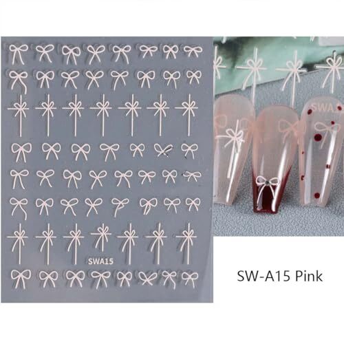 8 Sheets Bow Nail Stickers for Nail Art Black White Red Bow Nail Decals Gold