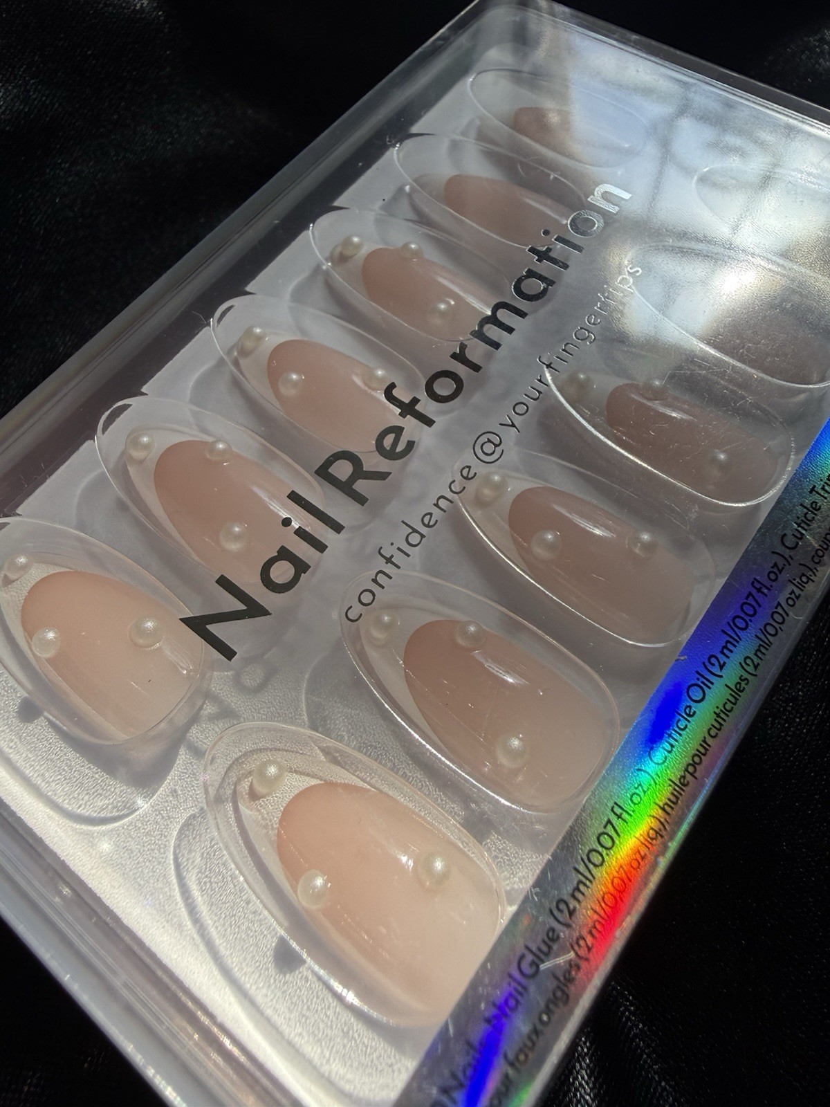 Nail Reformation Press On Nails, French Almond w/pearls~Includes Free Gifts💝