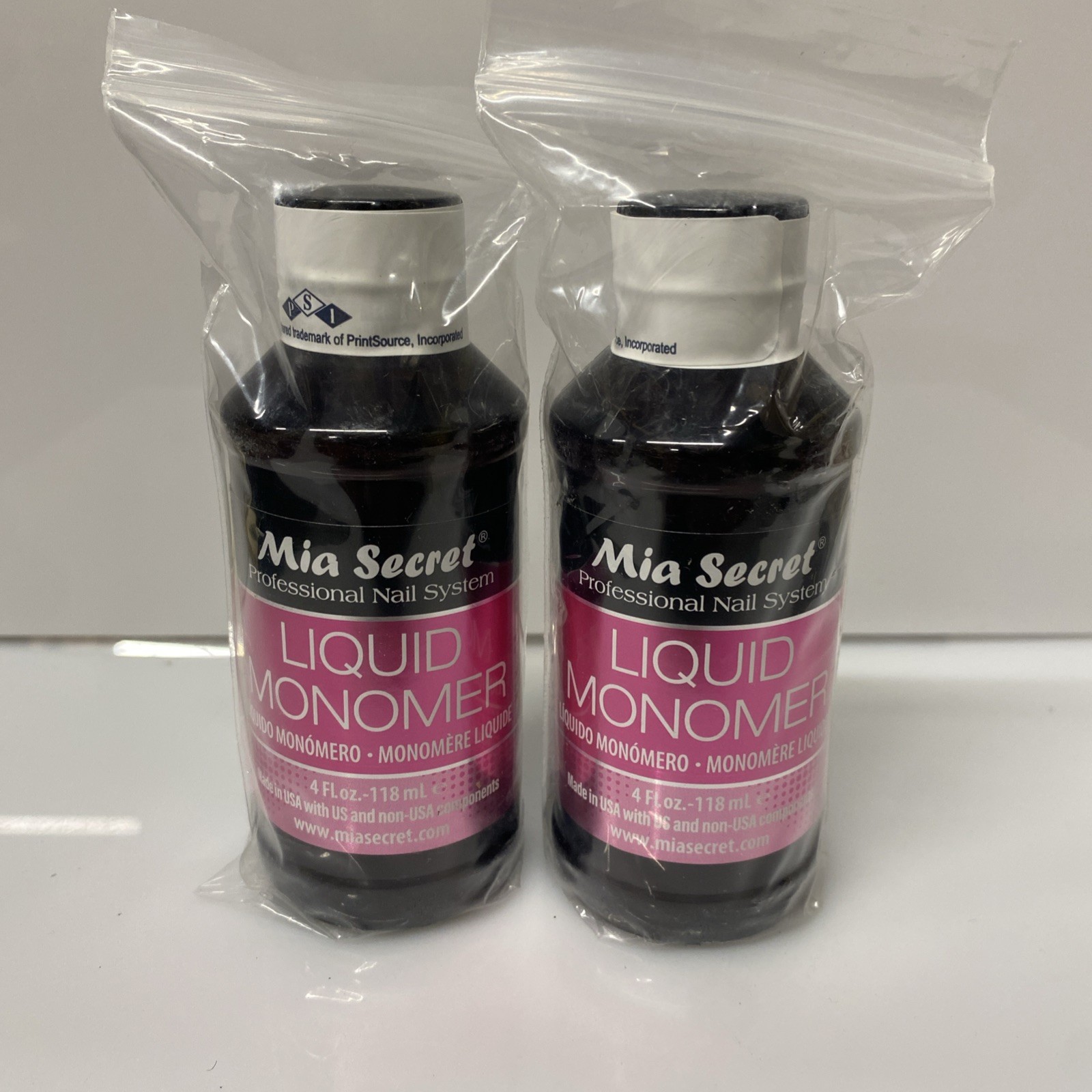 2X Mia Secret Professional Acrylic Nail System Liquid Monomer 4 Fl Oz
