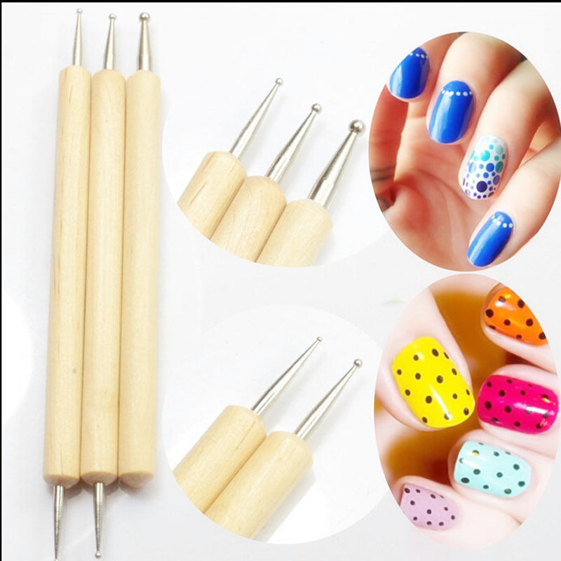 5 pcs 2 Way Nail Art DIY Design Dotting Drawing Painting Liner Dot Pen Tools Set