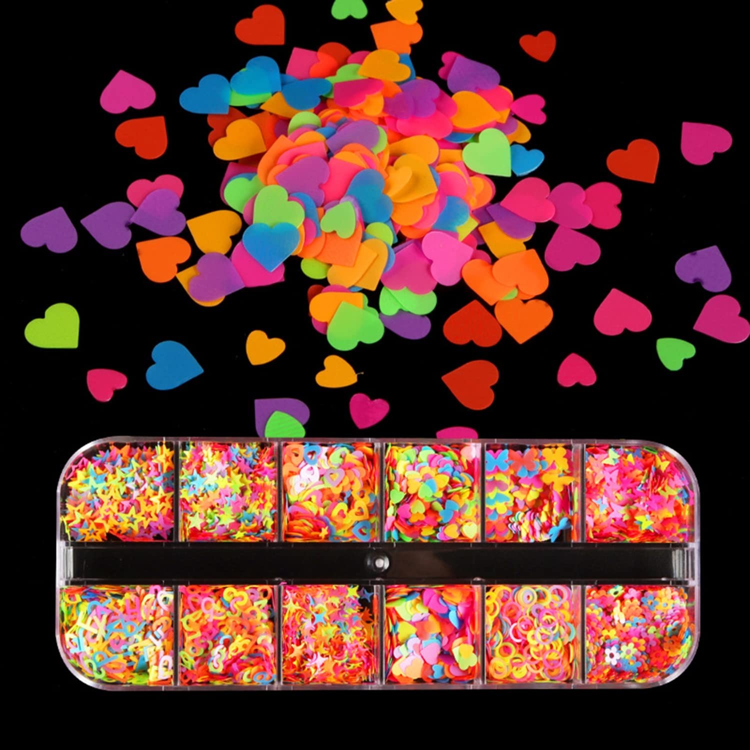 Holographic Nail Glitter Flakes, Fluorescent Nail Art Sequins Design, Mixed L…