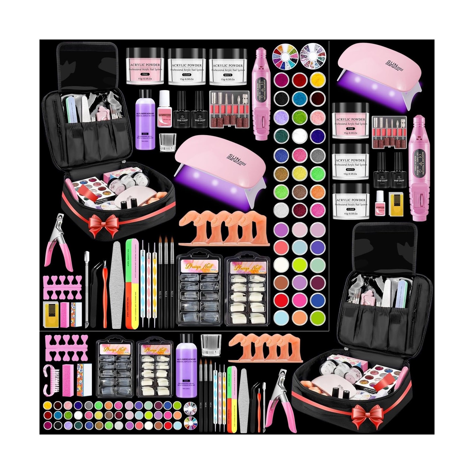 Professional Acrylic Nail Kit for Beginners – 42 Colors Glitter Pow… Fast Ship
