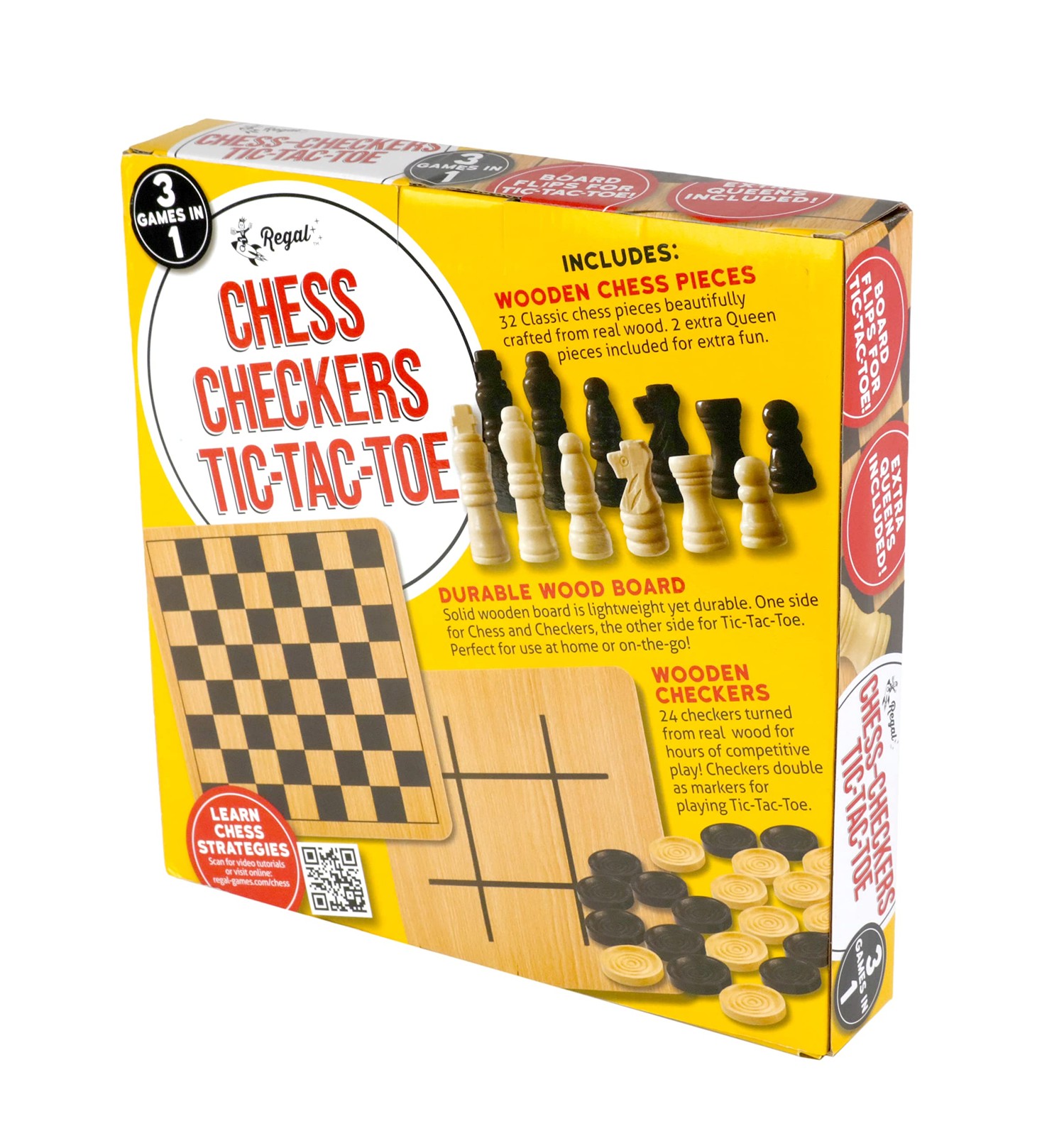 Regal Games – Reversible Wooden Board 10.5″ x 10.5″, 10.5 Inch –
