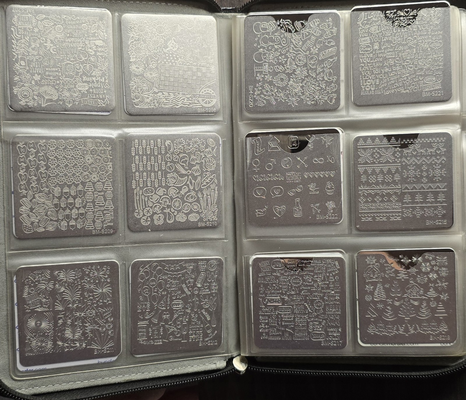 Bundle Monster Maniology B.M.C Nail Stamp Square Plates W/ Storage Binder Lot