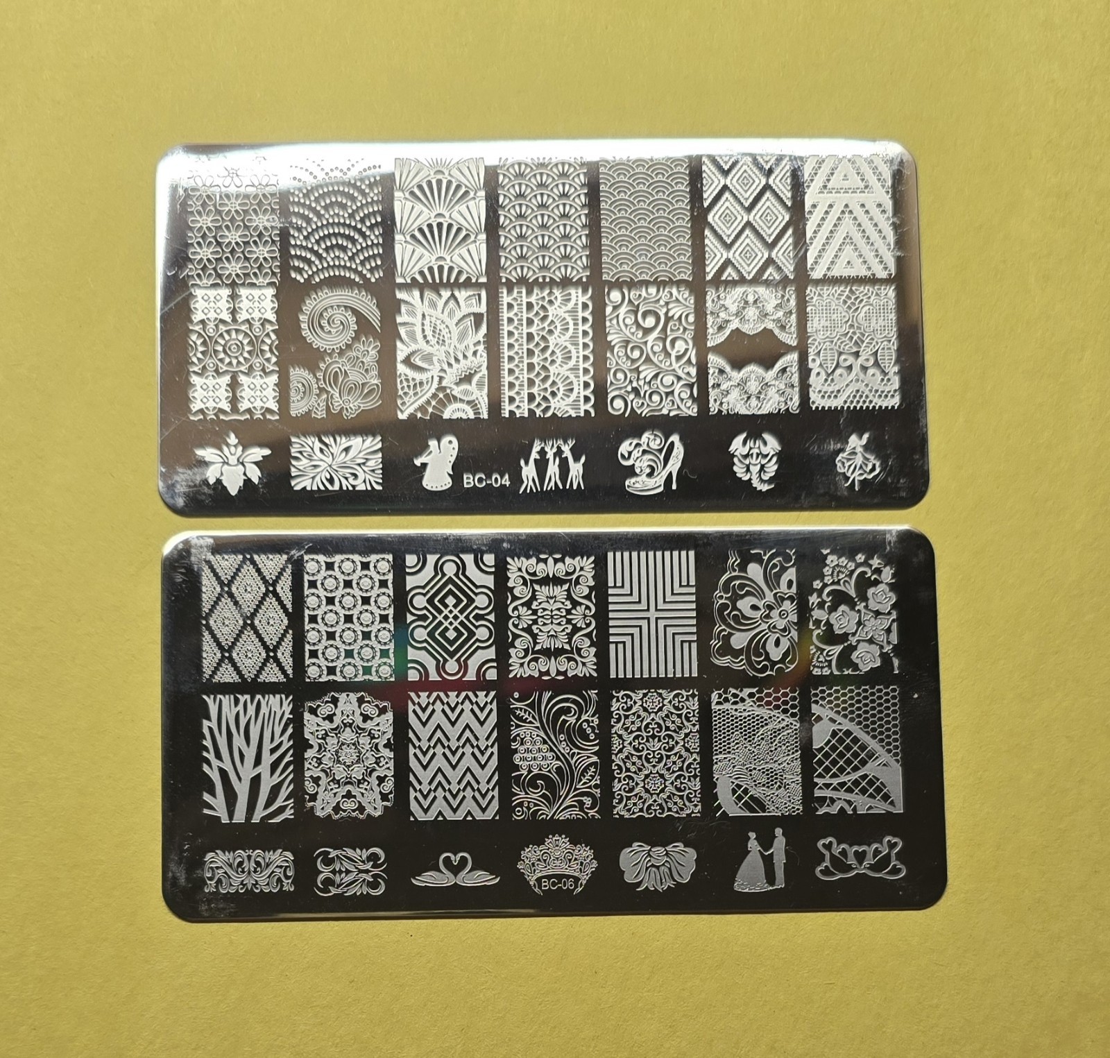 Mixed Lot of STEEL NAIL ART STAMPING PLATES WEDDING LOVE LACE BC-04 BC-06