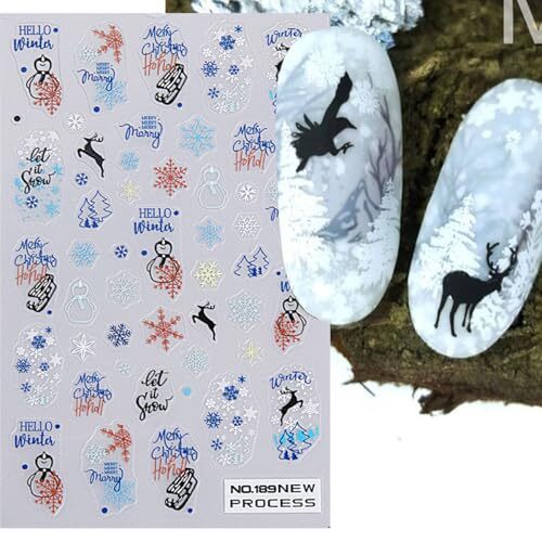Christmas Nail Art Stickers Decals Winter Snowflake Cute Christmas style3