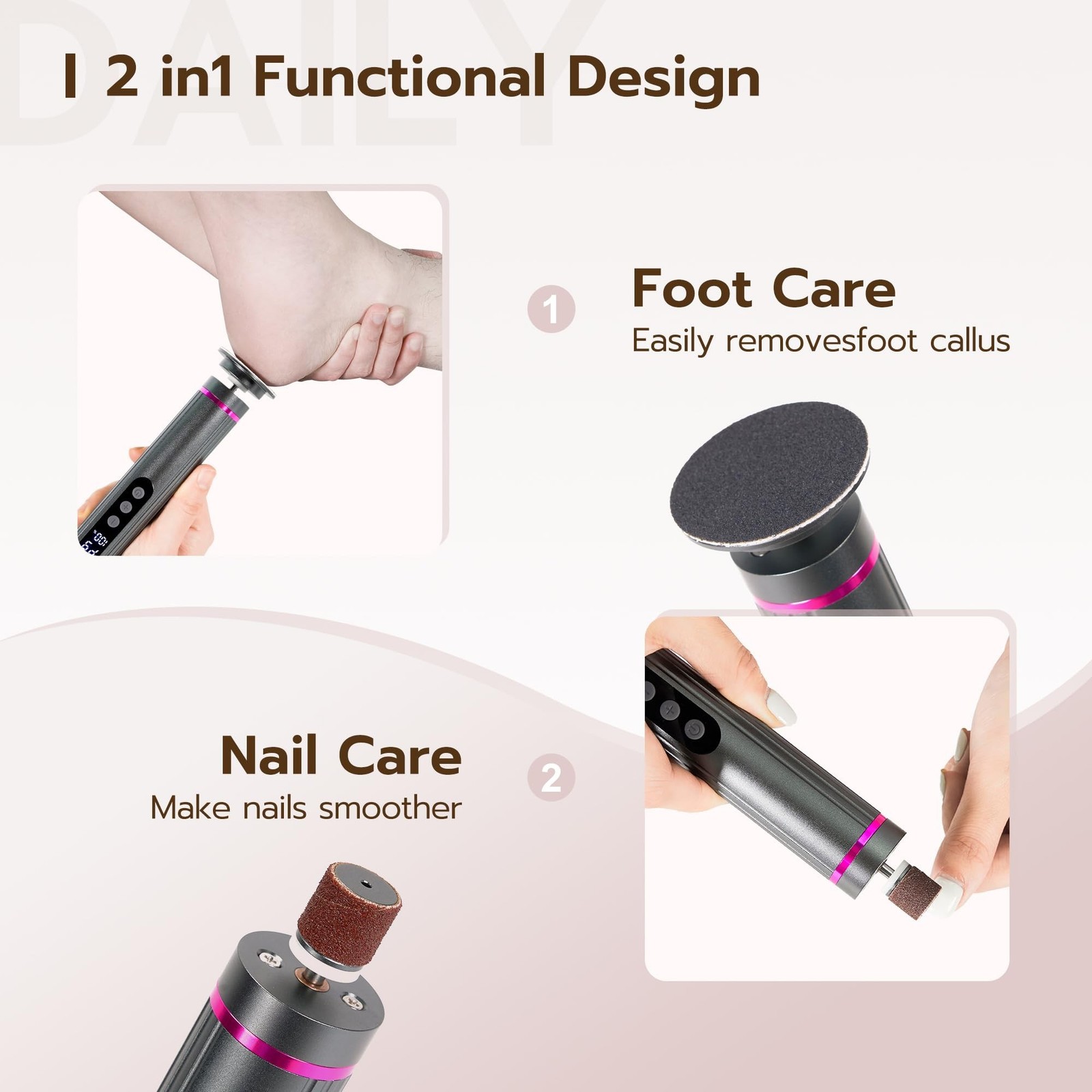 Electric Foot Callus Remover, Adjustable Speed Rechargeable Foot Sander Pedic…