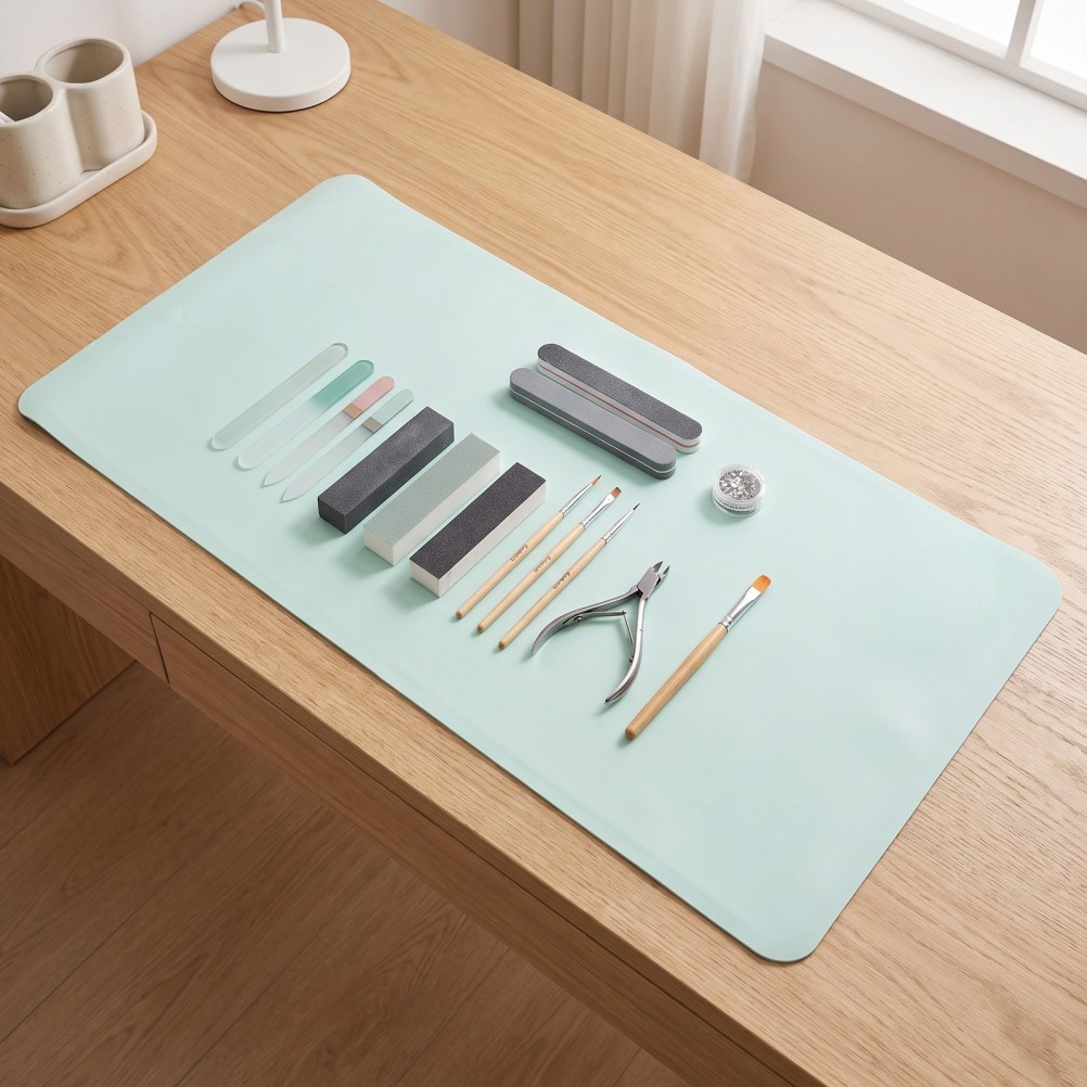 Professional Nail Table Mat, 31.5×15.75″ Foldable Manicure Desk Pad for Salon