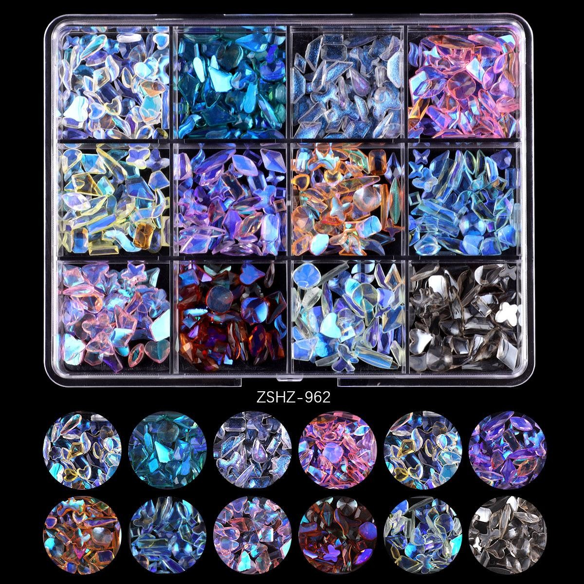 Mixed Flatback Gems & Charms Kit, Bows Flowers Alloy Resin Nail Art Storage Box