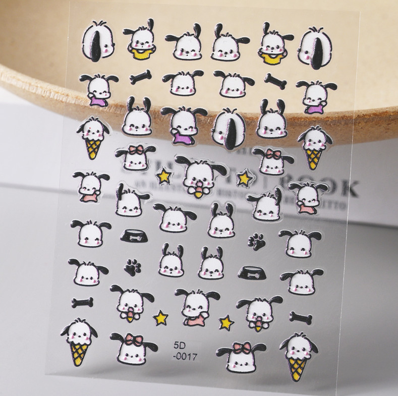 5D Engraved Bunny Strawberry Cat Bee Nail Art Stickers Decals Self Adhesive NH20