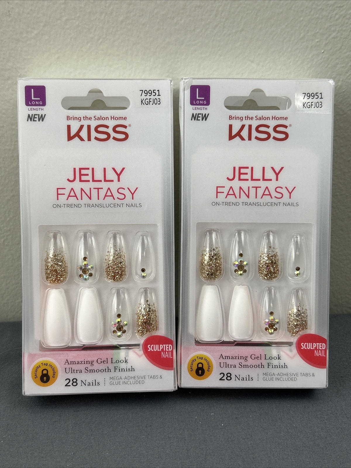 2 Kiss Jelly Fantasy on-trend translucent Rhinestones Press On nails Long 79951