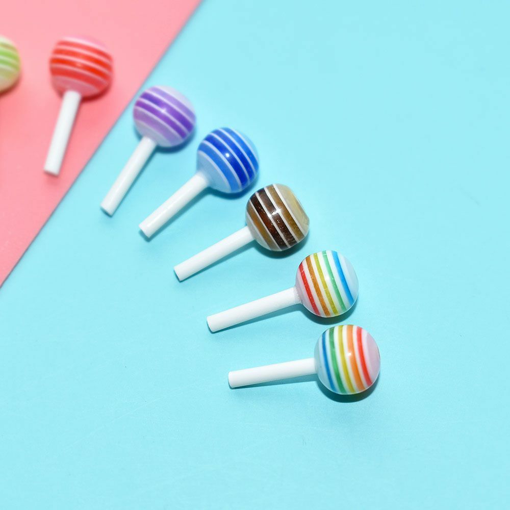 50pcs Lollipop Shape Charm Acrylic Resin Multi-Design Stud Manicure For Nail Art