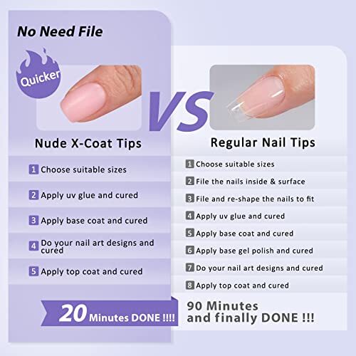 XCOATTIPS Natural Nail Tips – Christmas Short Square Press On Nails B-S Square