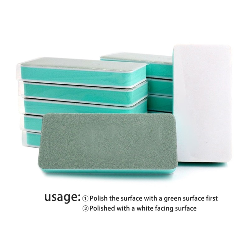 Rectangle Polishing Block Double-Sided Nail Polishing Tools Sander Green & White