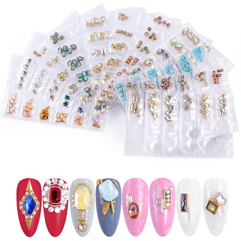 Mixed Nail Art Case Glass Rhinestones Flatback Crystal Geometric Manicure Decors