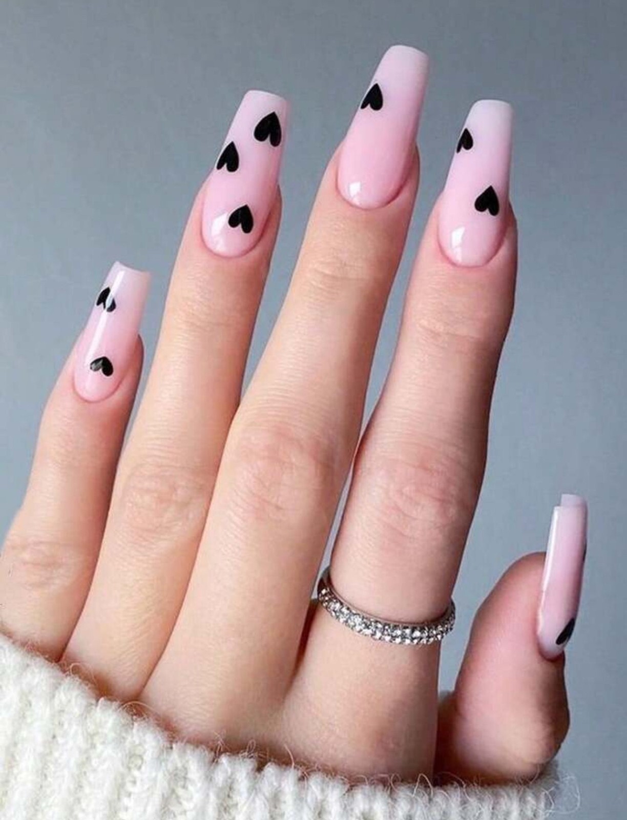 Heart Nail Art Stickers Decals Valentines Day White Red Black Love DIY mani