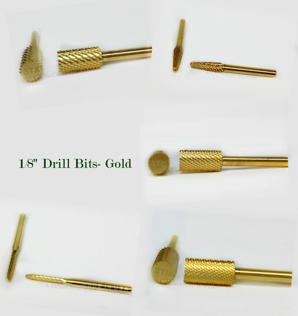 Startool – Acrylic UV Gel Nail Carbide Drill Bits -GOLD- 1/8″