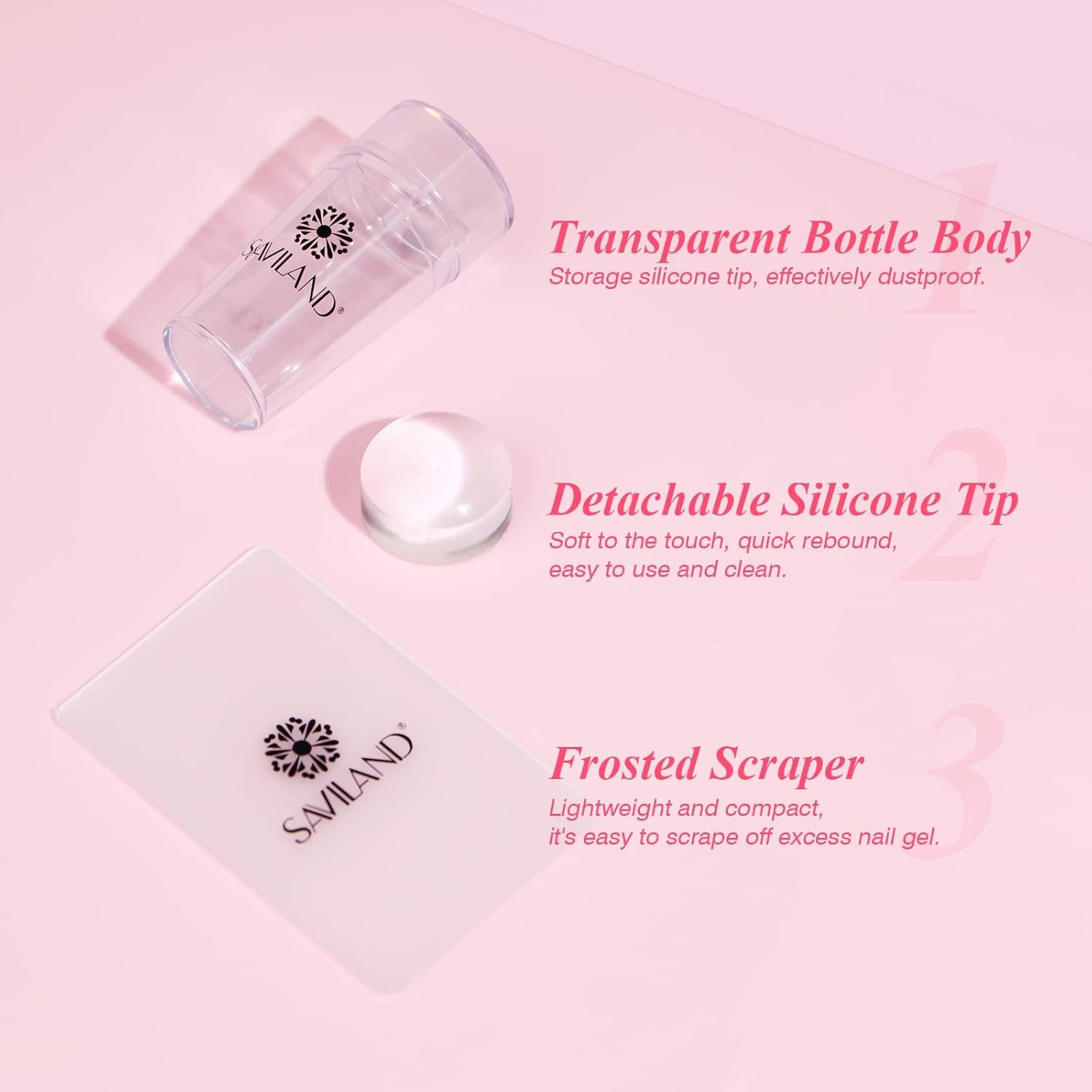Saviland French Tip Nail Stp: Nail Art Stper Kit Clear Silicone Nails