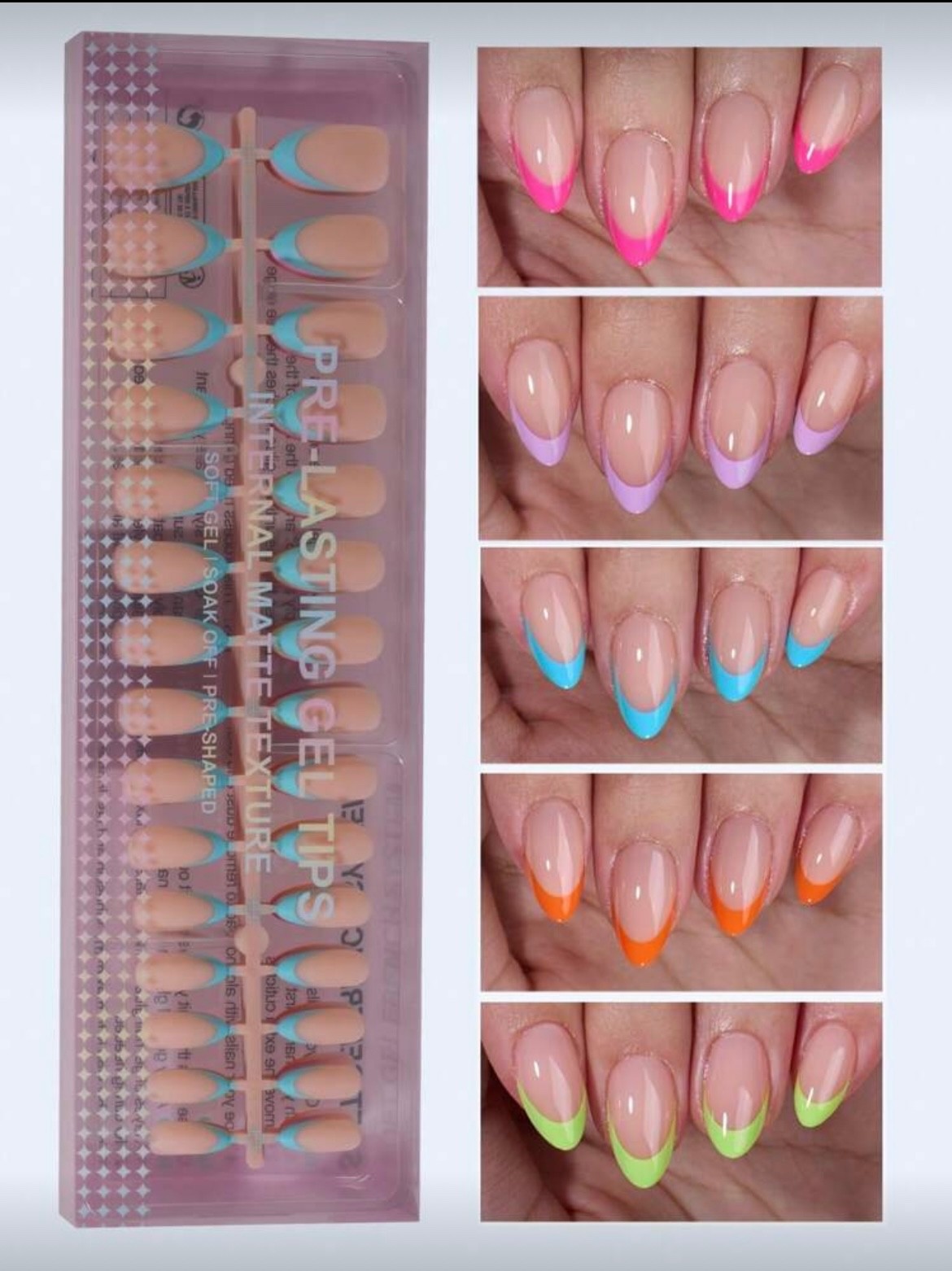 Natural Almond French Gel Tips 150pc