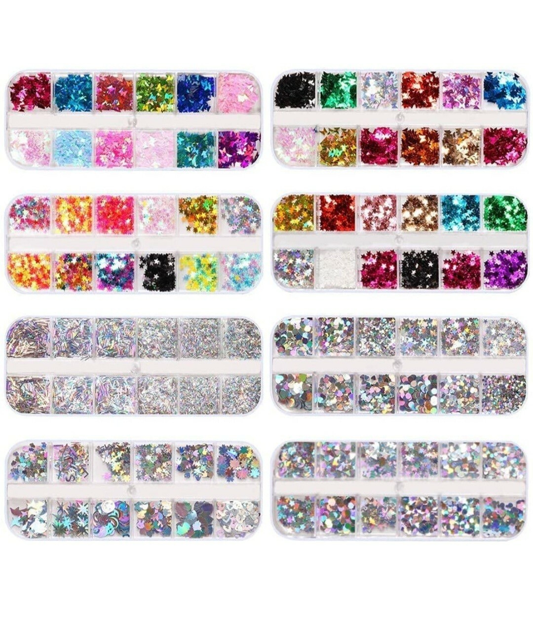 8 boxes Nail Glitter 3D Sequins by Artdone Butterfly Heart Manicure Art Acrylic