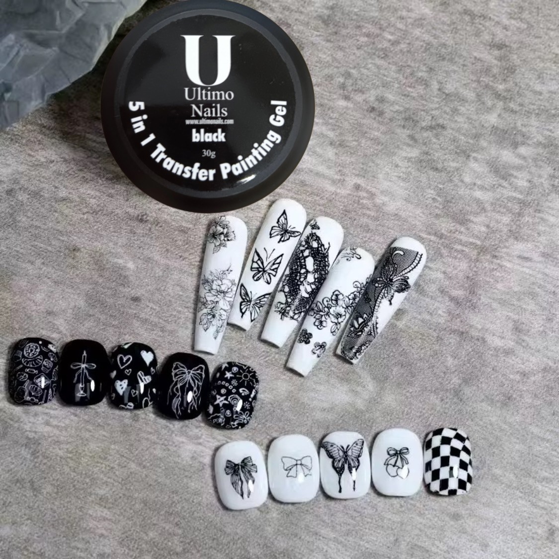 5 in 1 Transfer painting gel Ultimo 30g white and black