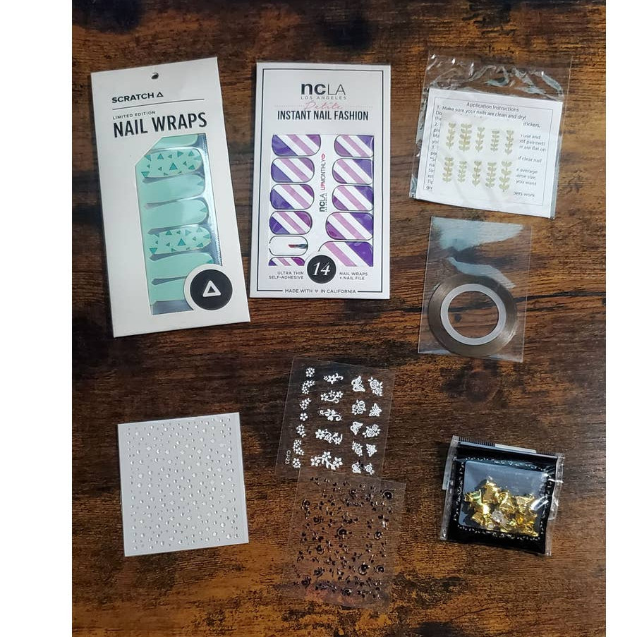 NAIL ART LOT NCLA Scratch Nail Wraps Julep Decal Sheet Blueness Decal Sheets