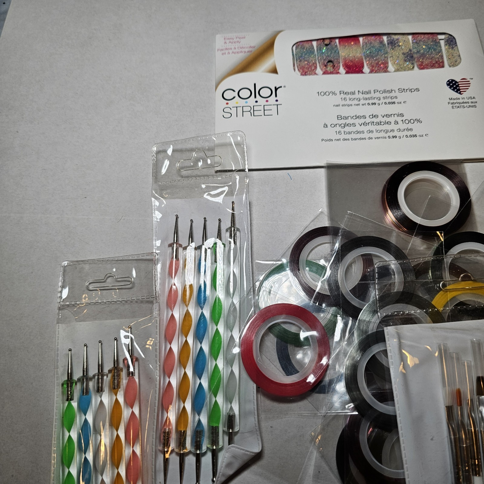 Nail Art Design Lot Dotting Tools Stickers Tattoos Striping Brushes Color Street
